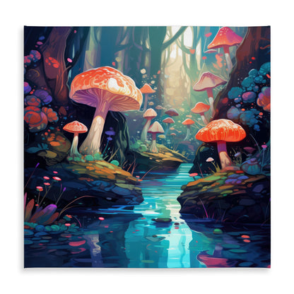 Whimsical Forest Turquoise Tablecloth | Indoor Outdoor Decor