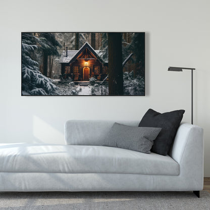 The lone cabin - 36"x36" Framed canvas
