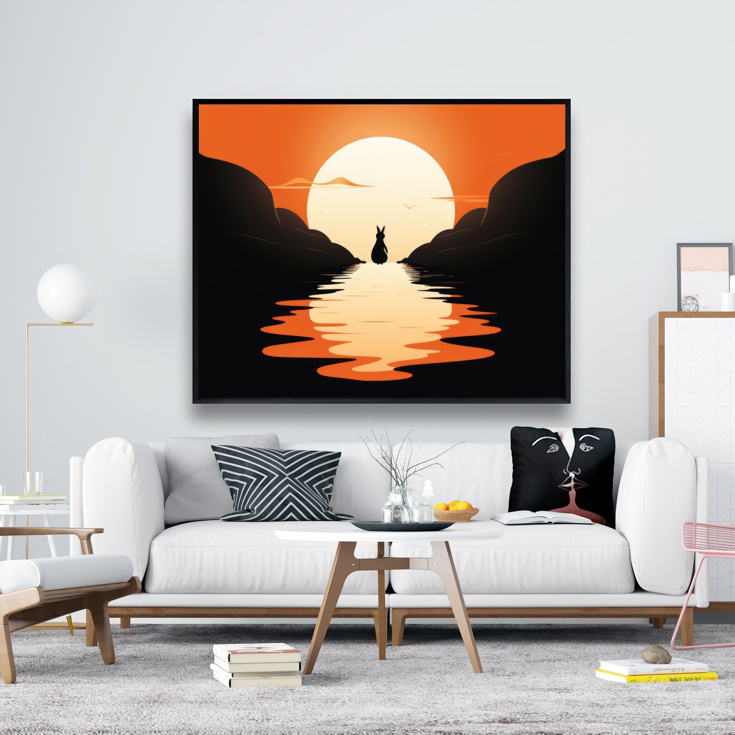Running away - Orange Framed Canvas for Home Decor