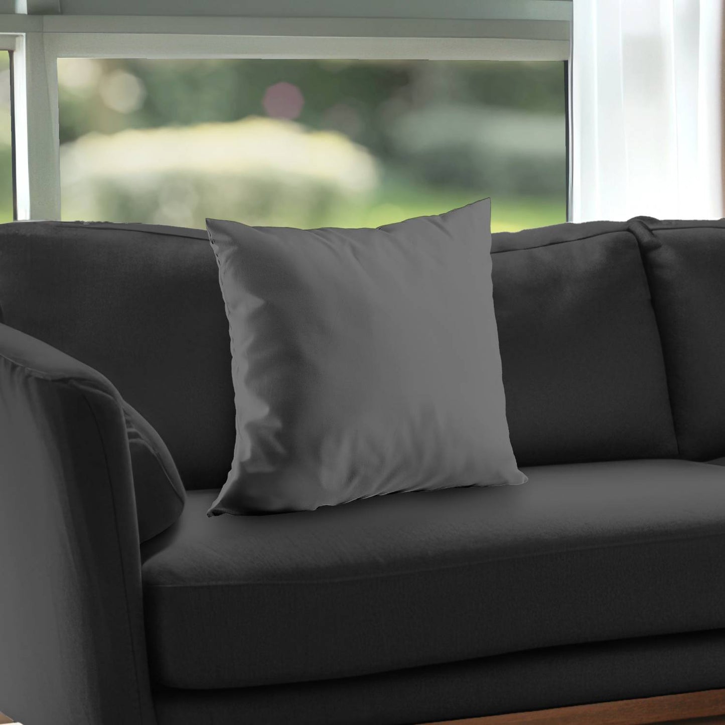 Coussin décoratif en sergé de polyester gris moyen | Décoration d'intérieur élégante