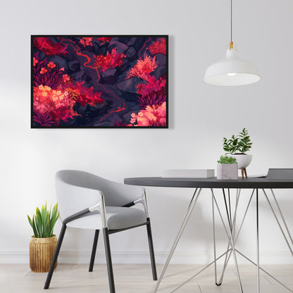Burning plants - 36"x36" Framed canvas