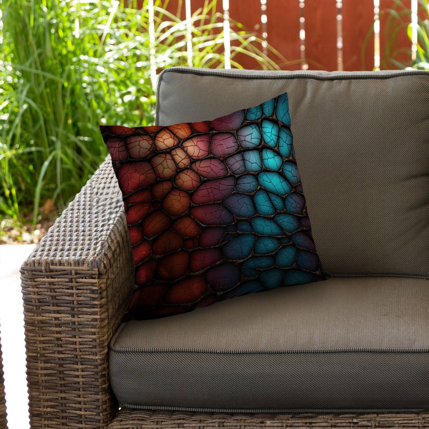 Oily leather - Throw pillow - Print on demand