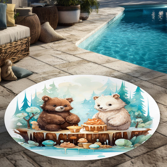 The dessert - Brown Round Outdoor Area Rug for Home Decor