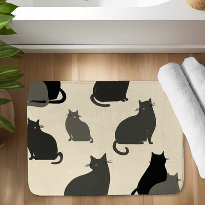 Tapis de bain rassemblement de chats silencieux | Décoration d'intérieur douillette
