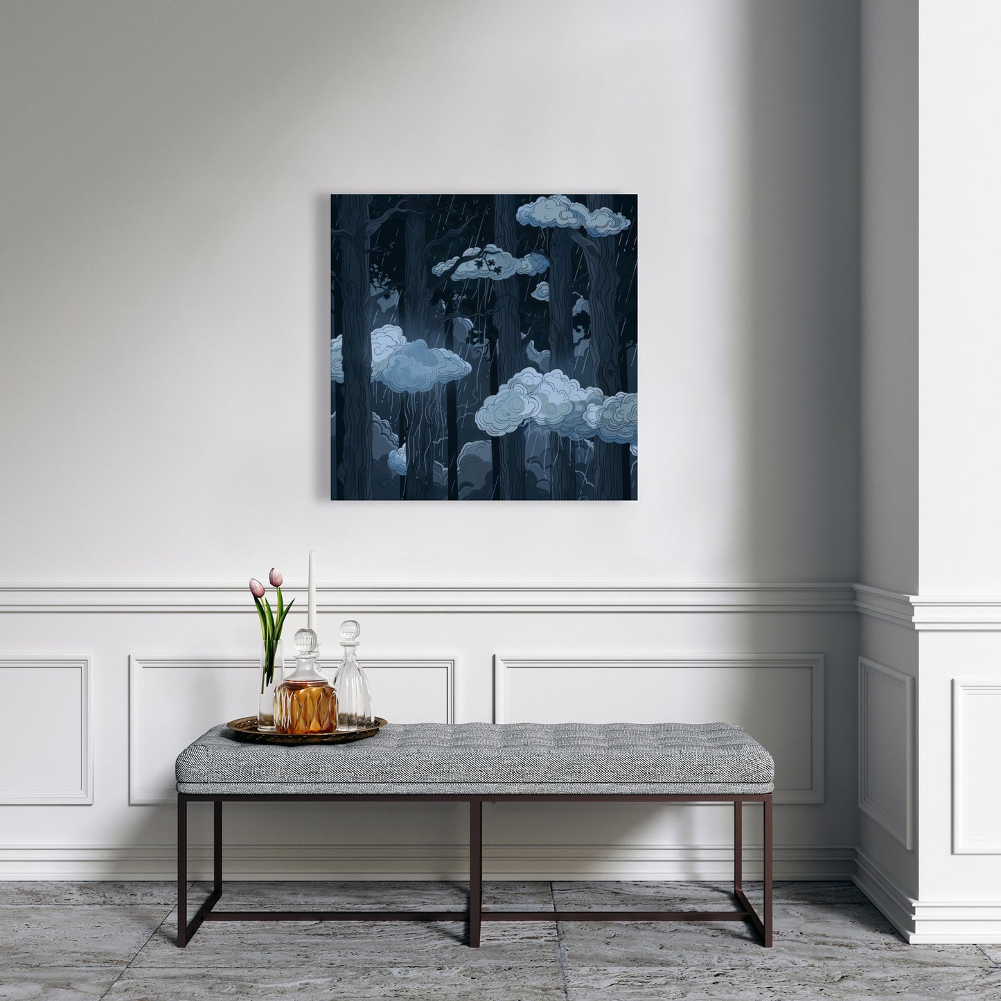 Sneeky Clouds - Gray Canvas for Stylish Home Decor