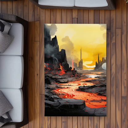 Charred Red Outdoor Area Rug - Stylish Home Decor Accent
