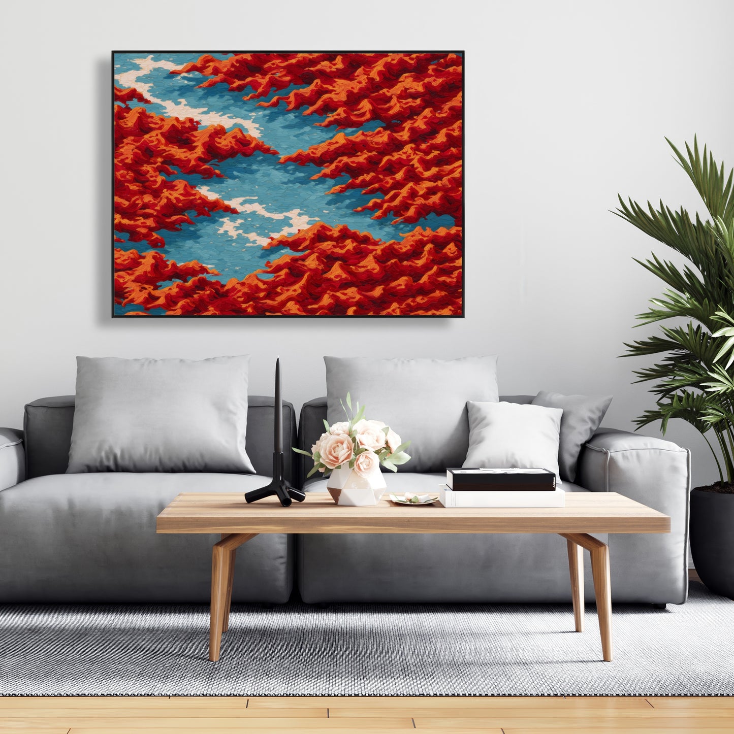 Red mounds - 24"x24" Framed canvas