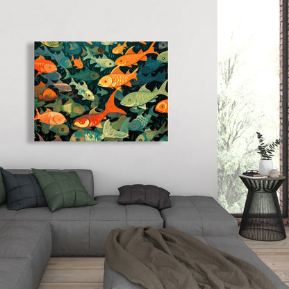 Simple Fishes - Orange Canvas Home Decor for Vibrant Spaces