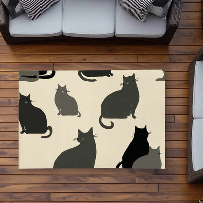 Tapis d'extérieur à motif de chats silencieux | Décoration d'intérieur