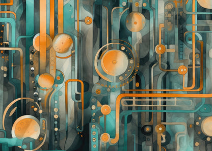 Astrological Machinery Turquoise Indoor Outdoor Door Mat -