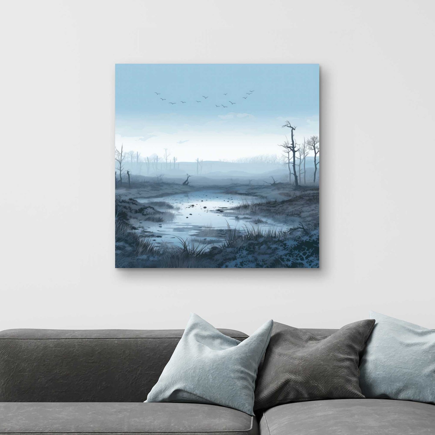 Swampy lands - Blue Canvas Wall Art for Home Decor