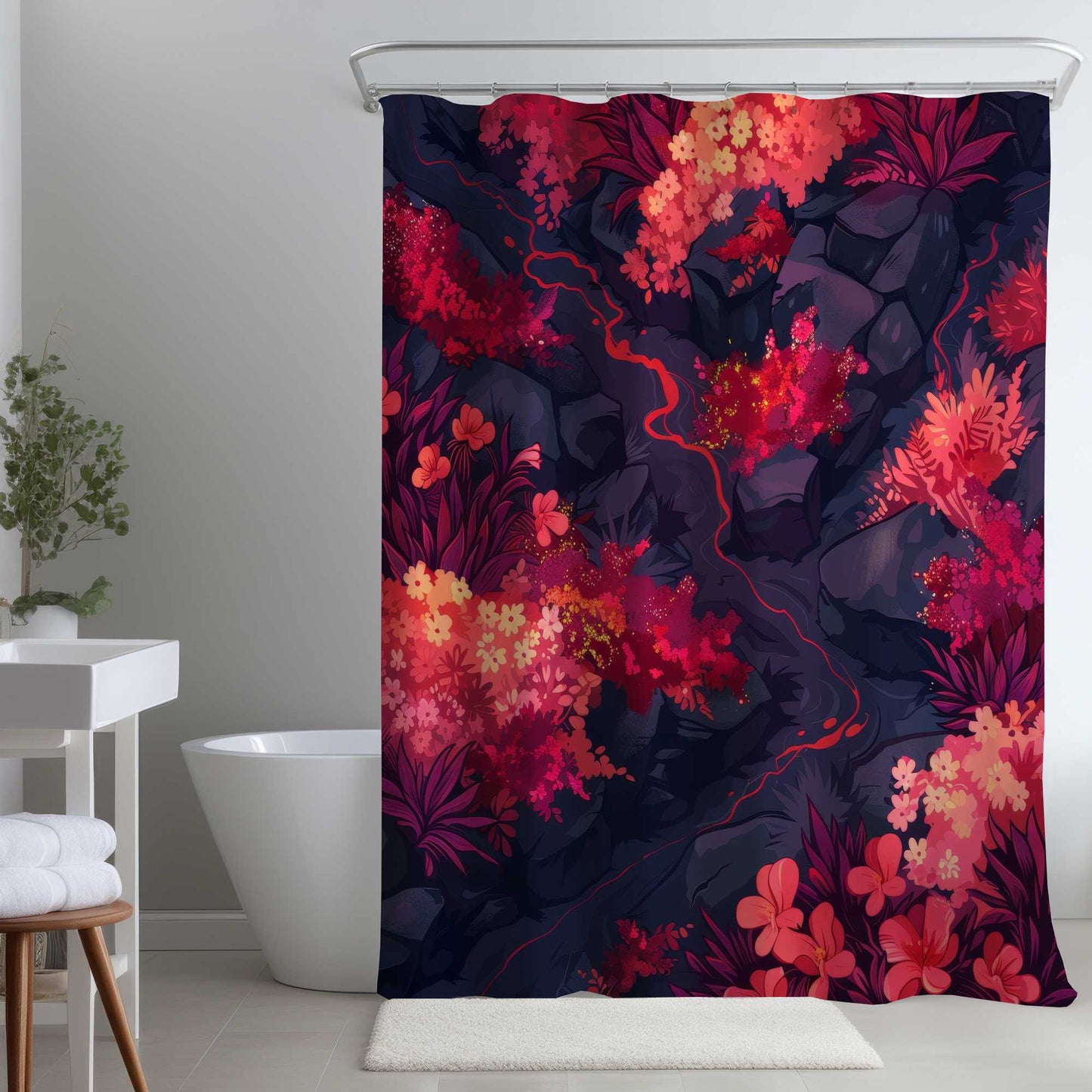 Rideau de douche Plantes brûlantes | Accent de décoration d'intérieur unique