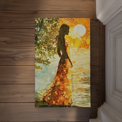 Peaceful Sun Green Indoor Outdoor Door Mat | Home Decor