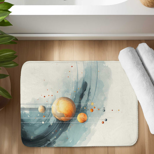 Hanging Planets White Bath Mat | Stylish Decor Essential