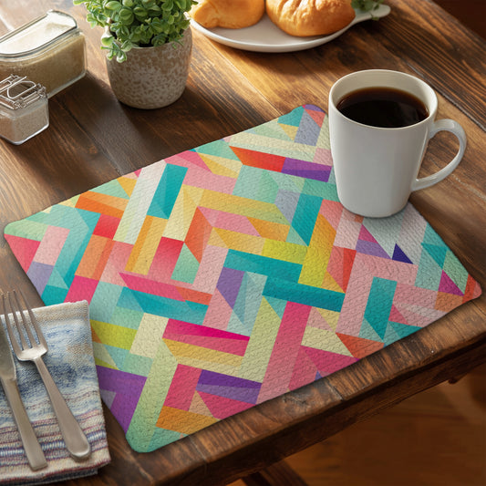 Stripe Harmony - Pink Braided Polyester Placemat for Home Decor