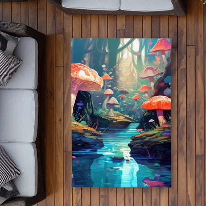 Whimsical Forest - Blue Outdoor Area Rug for Home Decor