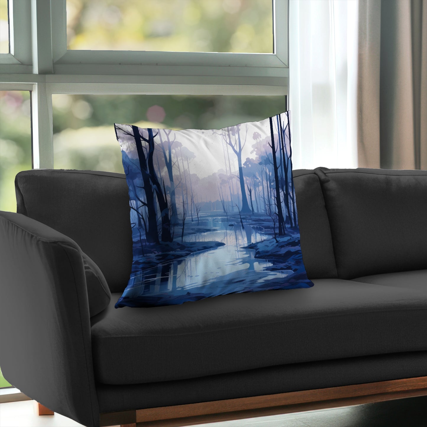 Cold and Muddy Blue Poly Twill Throw Pillow Insert | Home Decor