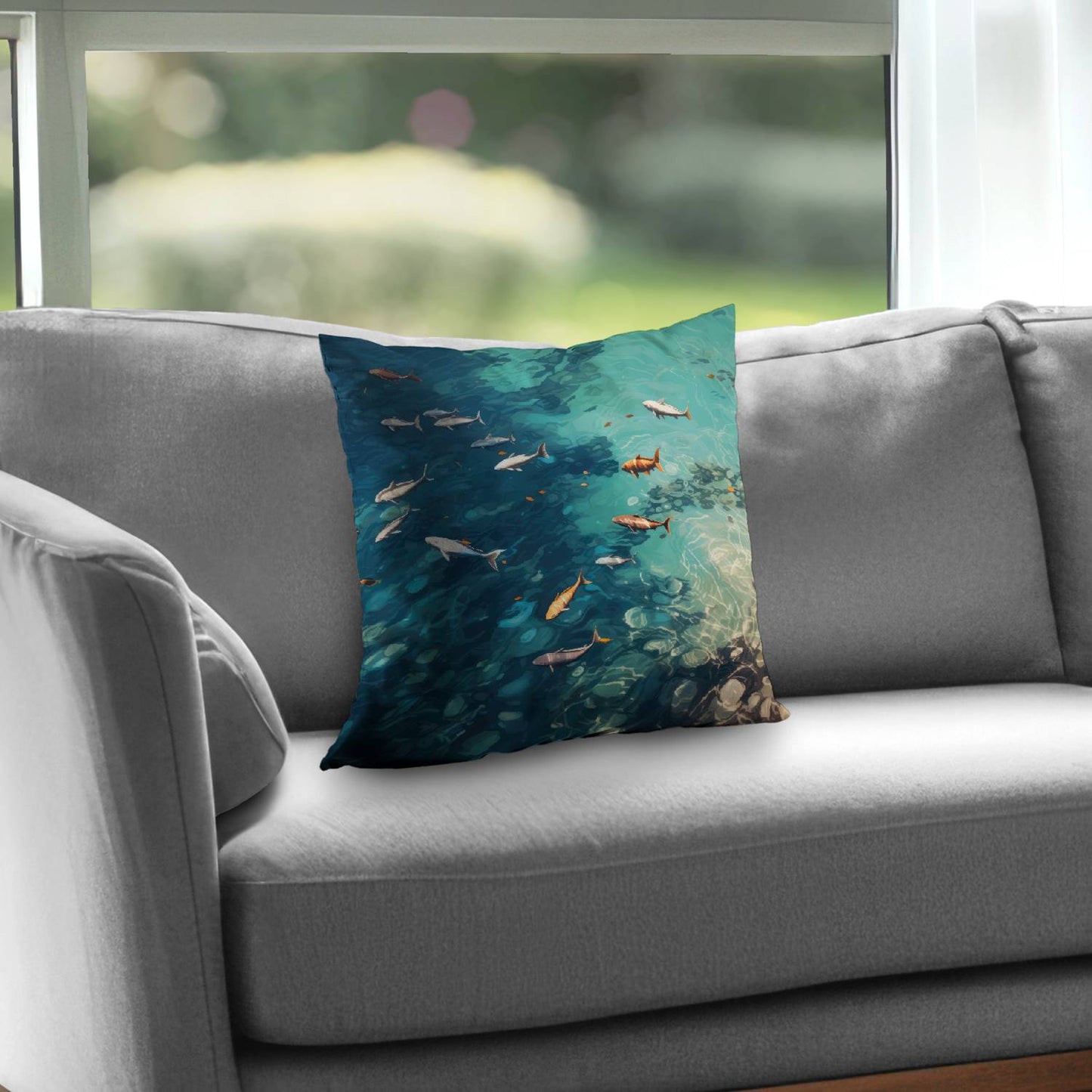 Swim ahead - Throw pillow - Print on demand