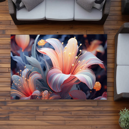 Astral Bloom - Black Outdoor Area Rug for Home Decor