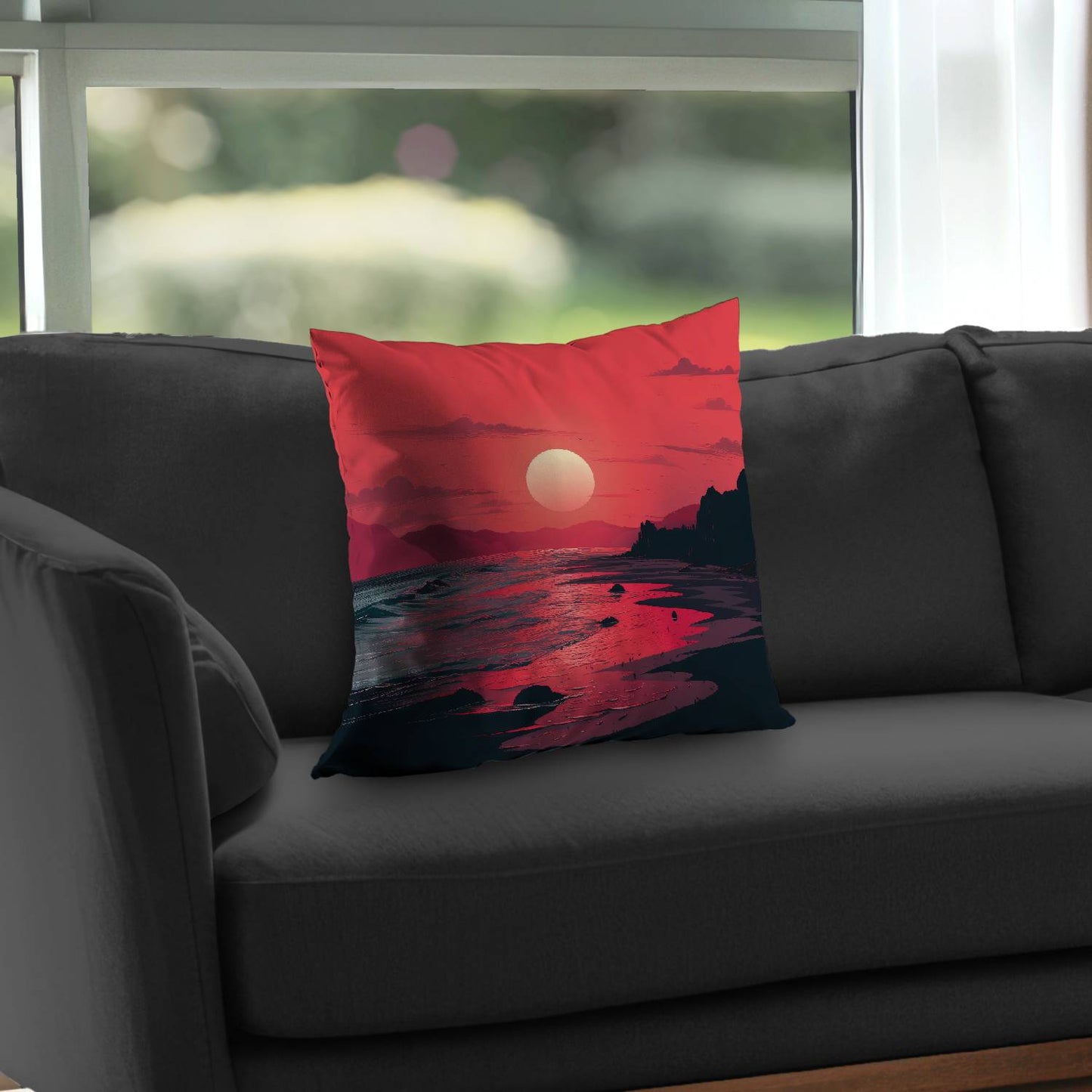 Red sky - Throw pillow - Print on demand