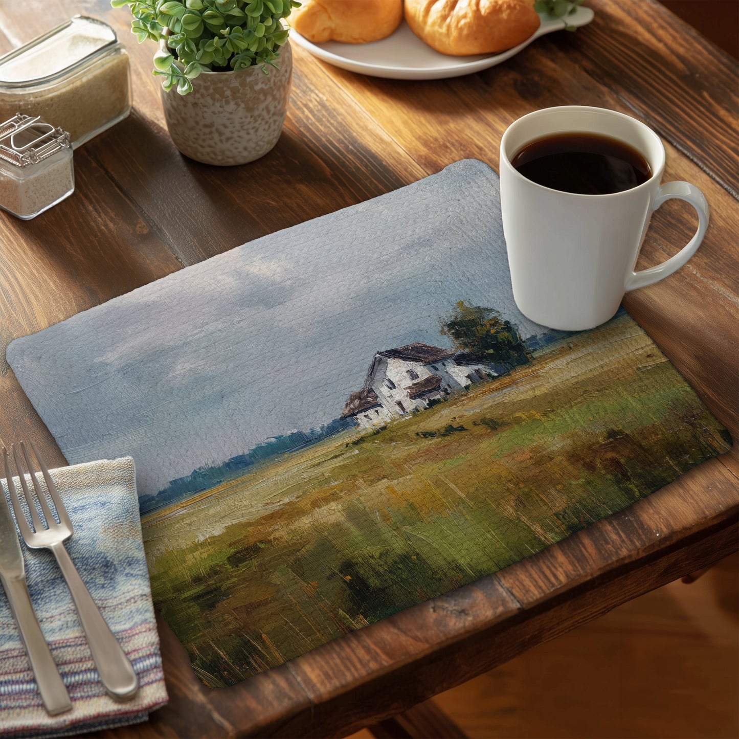 Marsh White Braided Polyester Placemat for Home Decor