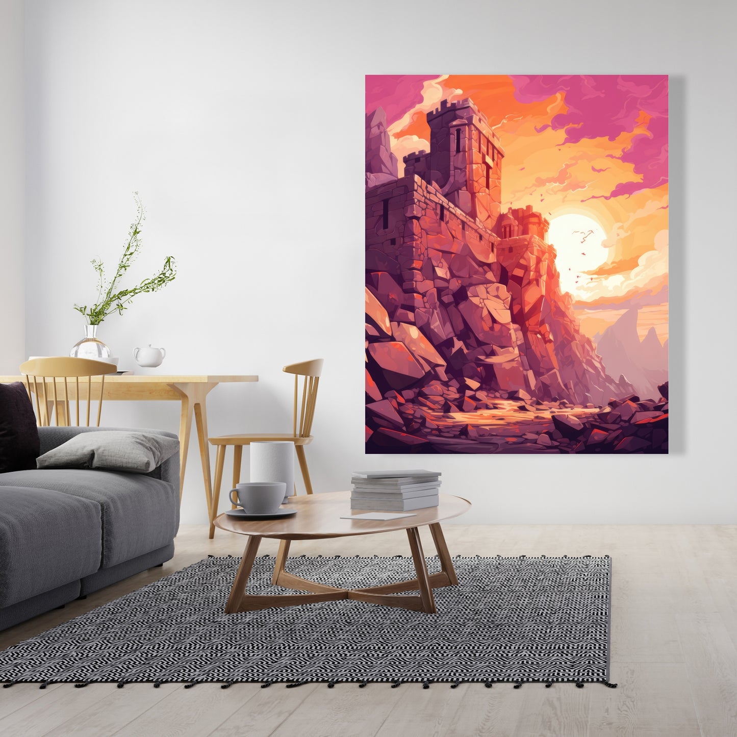 The Setting Rampart - White Canvas | Stylish Art
