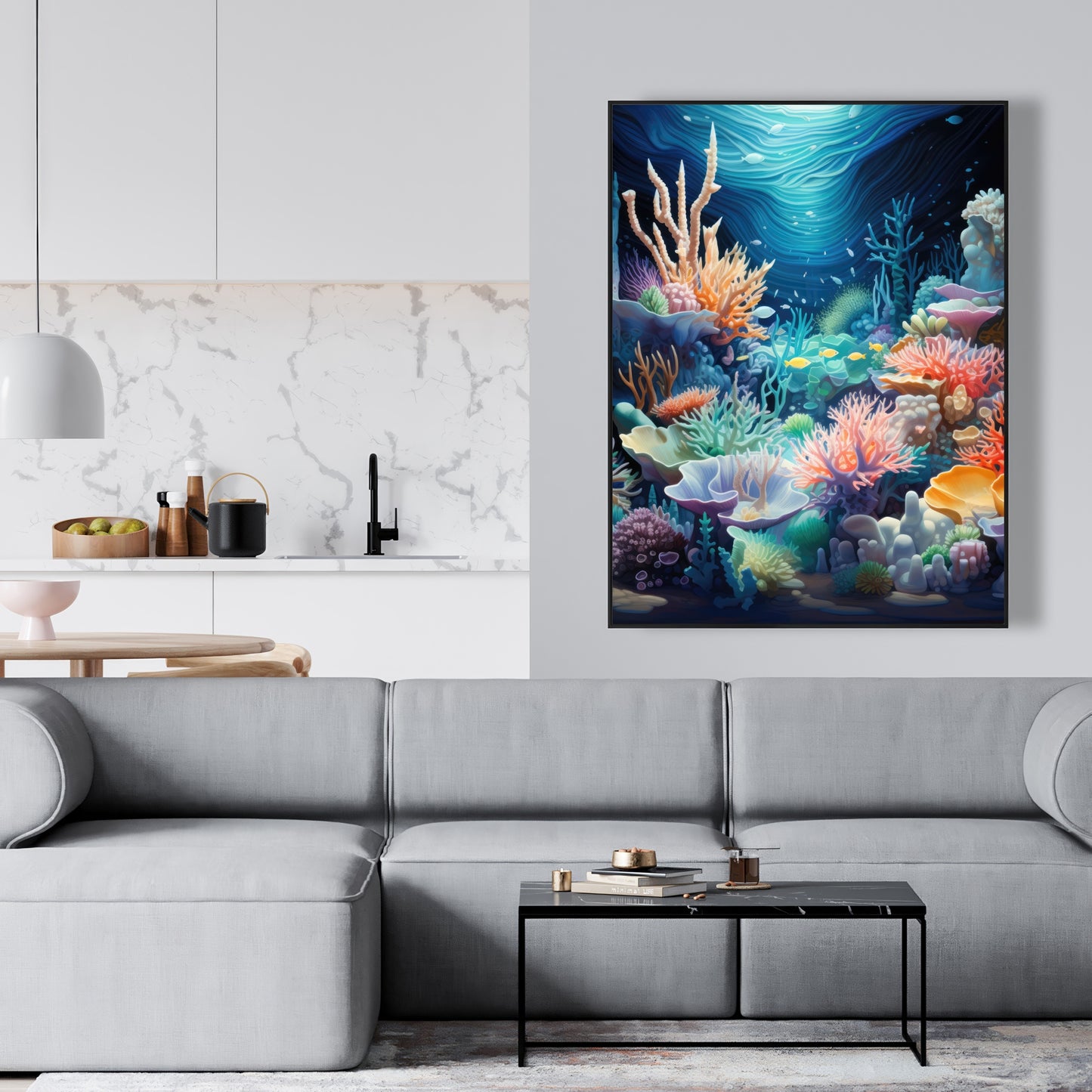 The Reef - Coral Framed Canvas for Stunning Home Decor