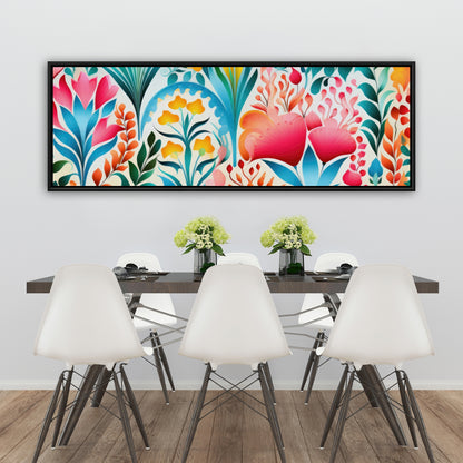 Flowing Flowers - Orange Framed Canvas for Home Decor