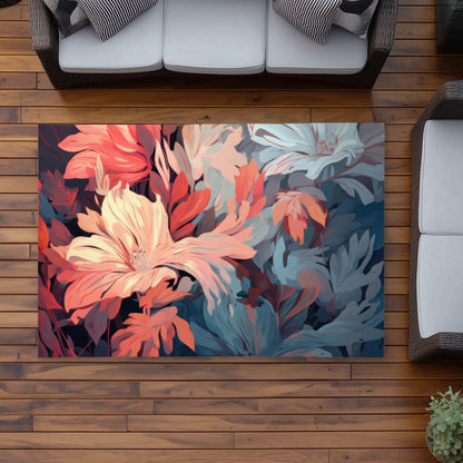 Silent charm - Turquoise Outdoor Area Rug for Home Decor