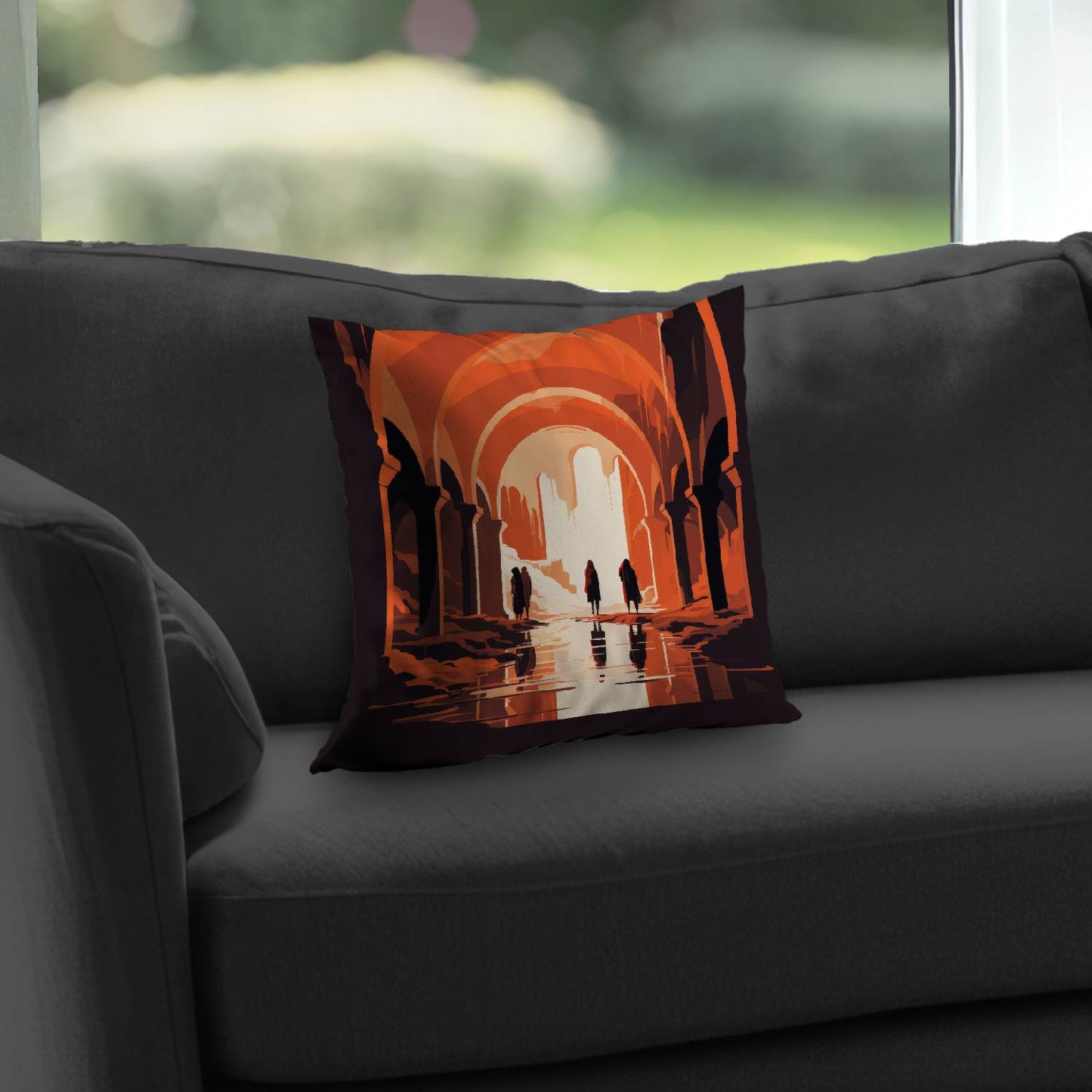 In the ruins - Throw pillow - Print on demand