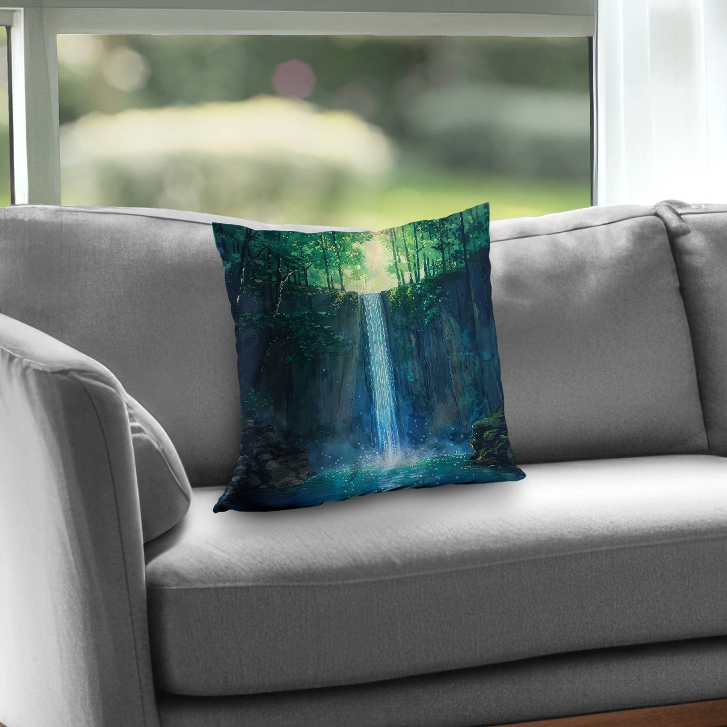Coussin décoratif en sergé de polyester effet cascade - Décoration élégante pour la maison