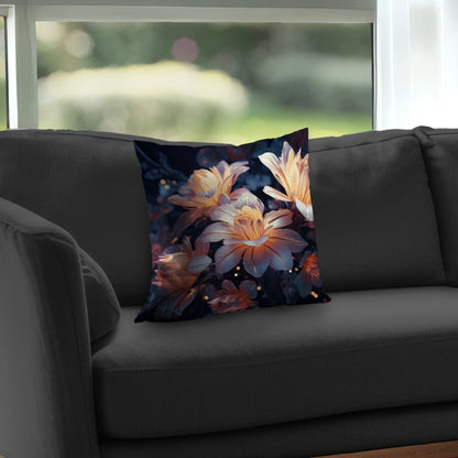 Pixie Flowers White Poly Twill Throw Pillow - Home Decor Insert