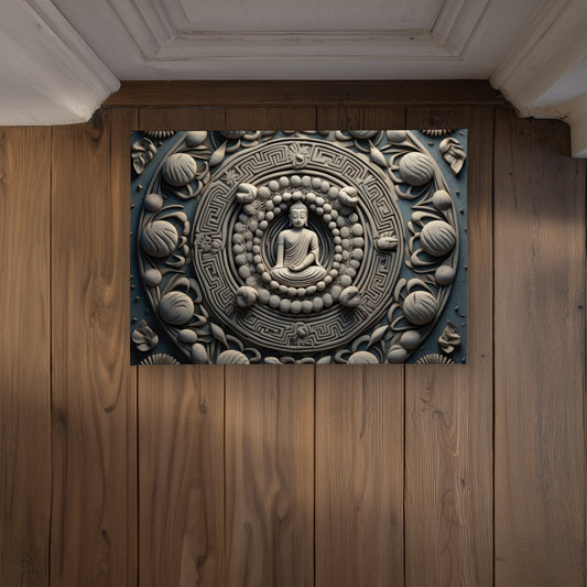 Spiritual Peace White Indoor Outdoor Door Mat | Home Decor