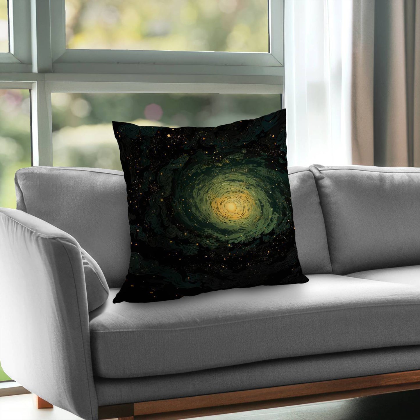 Coussin décoratif en sergé de polyester à motif de gaz tourbillonnants | Accessoire de décoration intérieure