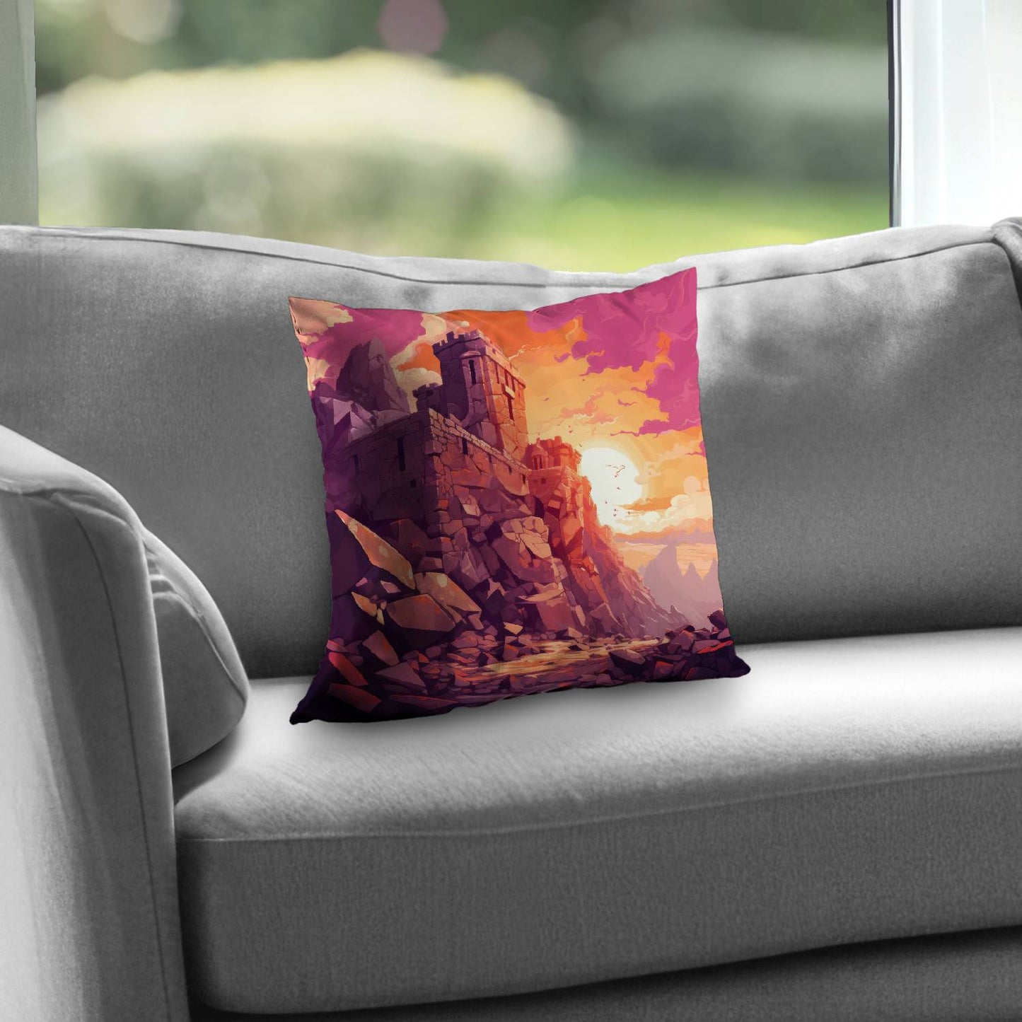 The setting rampart - Throw pillow - Print on demand