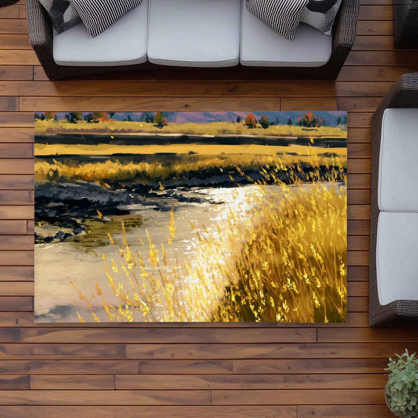 Tapis d'extérieur lumineux Golden Stream | Accessoire de décoration intérieure