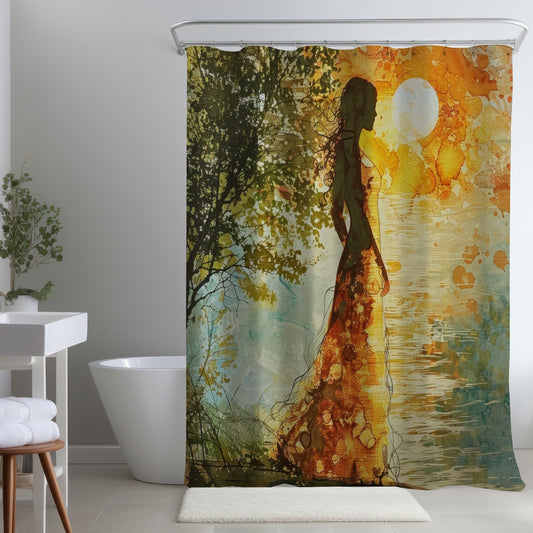 Peaceful Sun Green Shower Curtain | Eco-Friendly Home Decor
