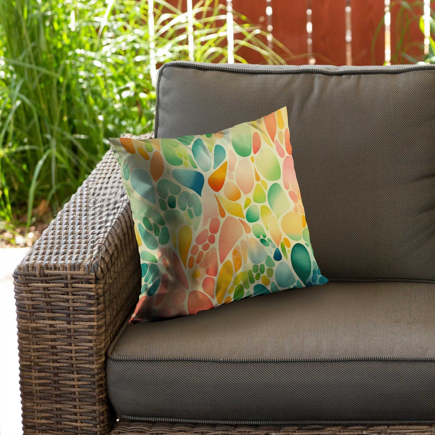 Coussin décoratif en sergé de polyester à motifs de fruits biologiques | Accessoire de décoration intérieure