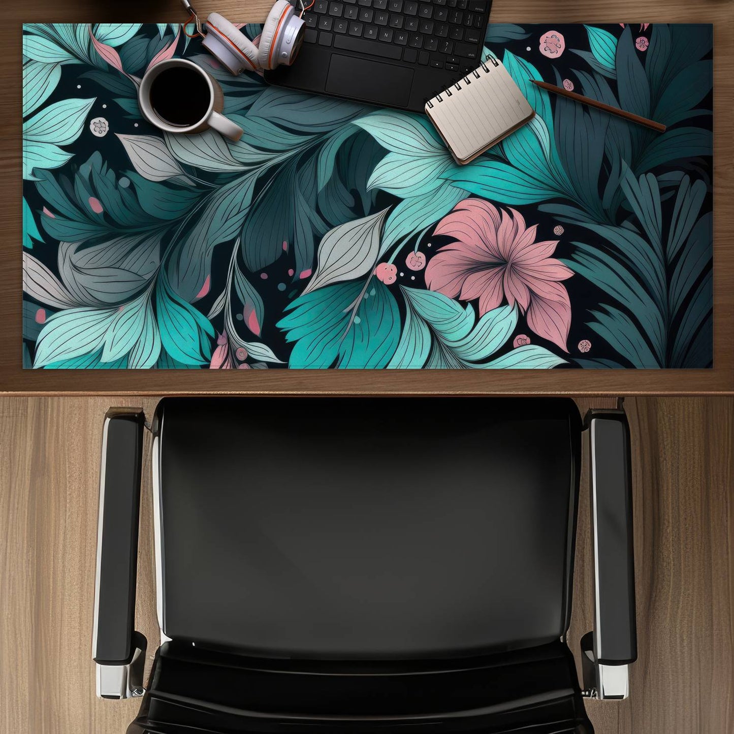 Neon leaves - Desk mat - Print on demand