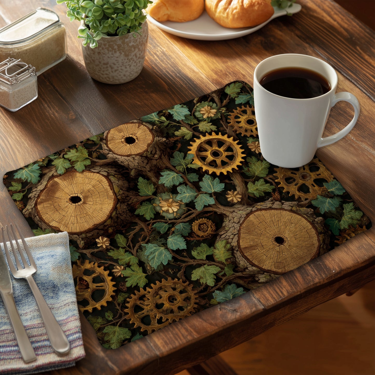 Hiding Gears Braided Polyester Placemats for Home Decor