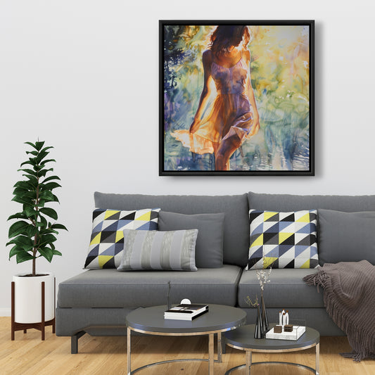 Out of the Water - Blue Framed Canvas for Home Decor