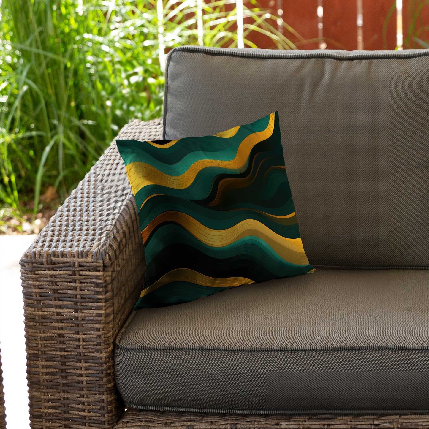 Golden Harmony Poly Twill Throw Pillow | Home Decor Accent