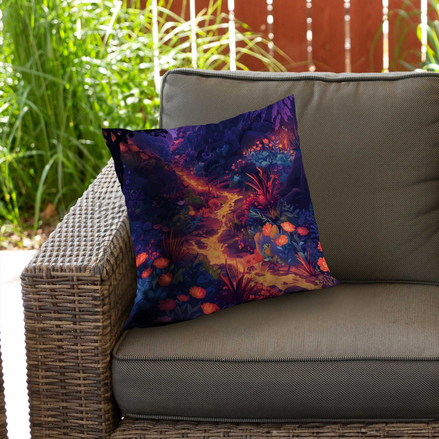 Burning Flowers Red Poly Twill Throw Pillow - Decor Insert