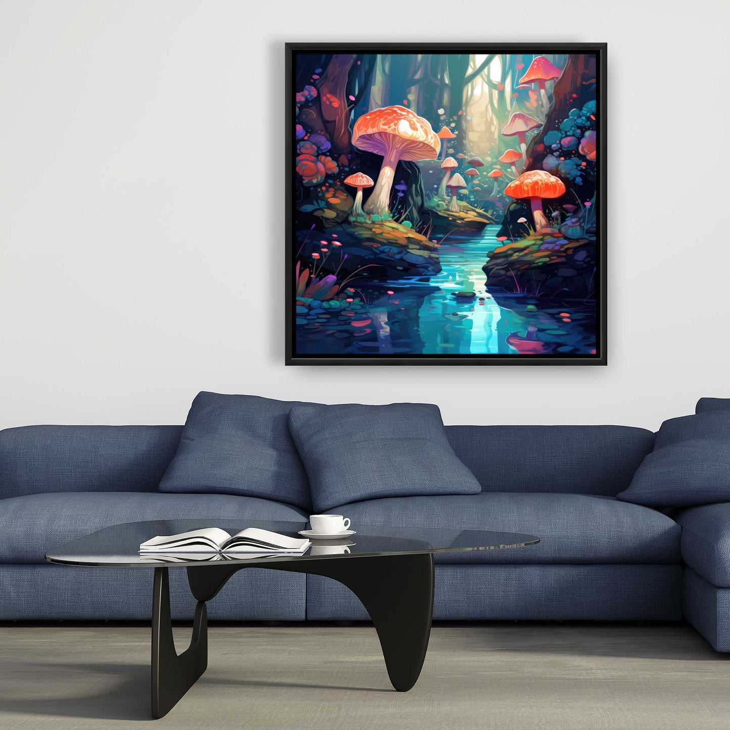 Whimsical Forest - Red Framed Canvas for Home Decor