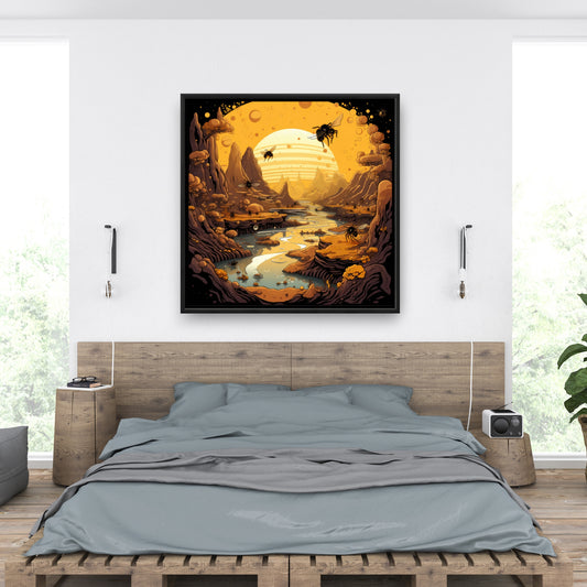 Hive Mind - Black Framed Canvas Art for Home Decor