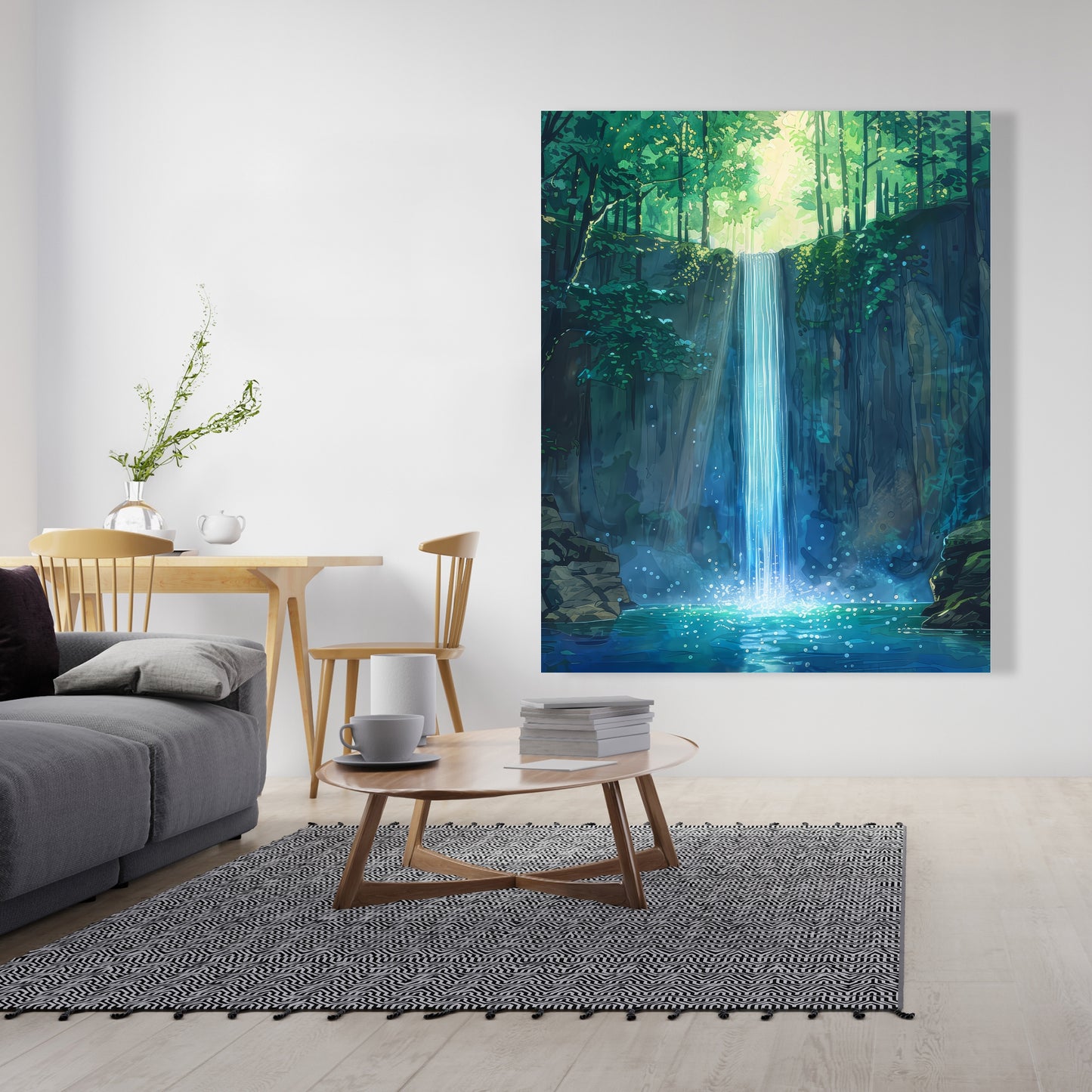 Waterfall Gray Canvas Art for Elegant Decor | Modern Design