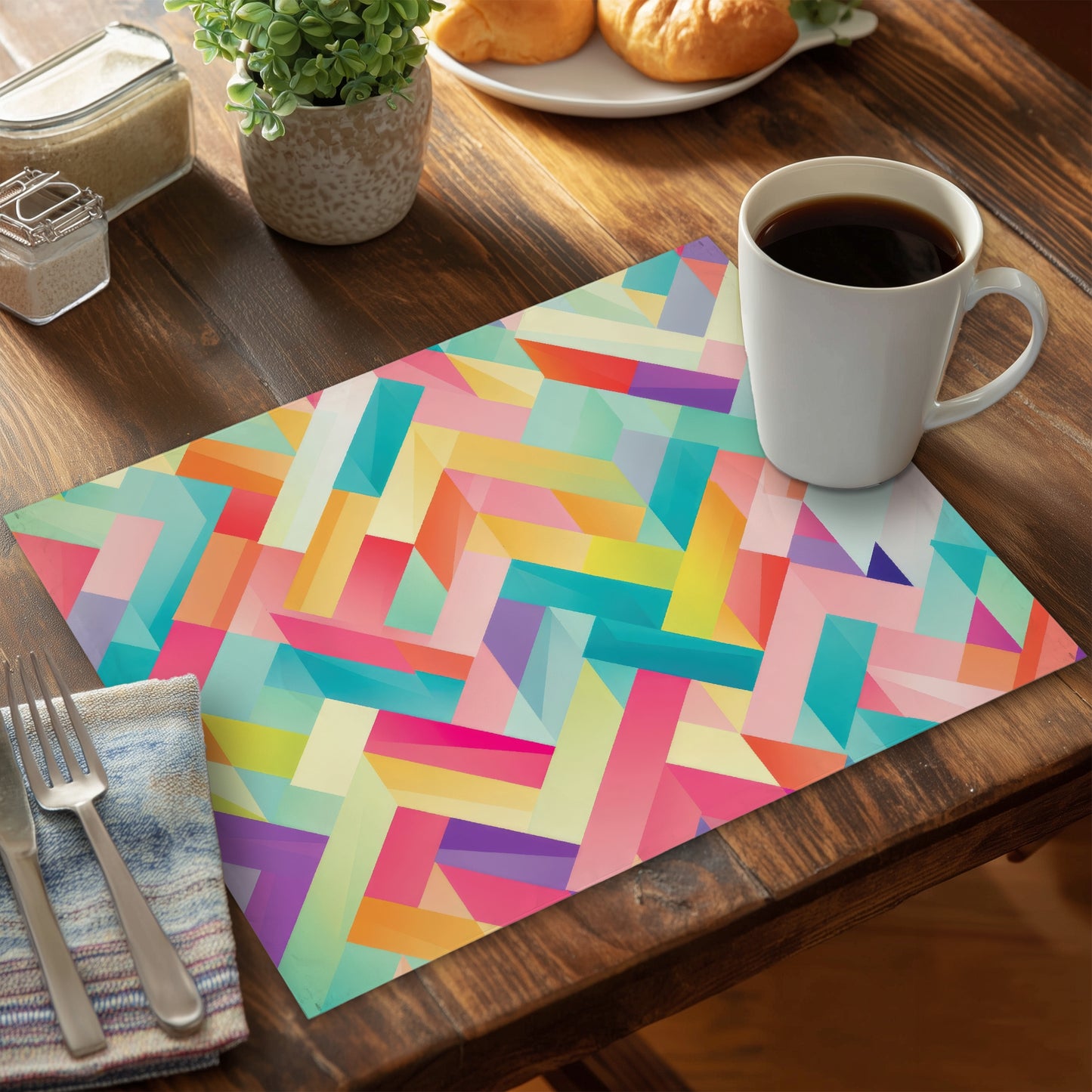 Set de table en polyester à rayures | Décoration d'intérieur élégante