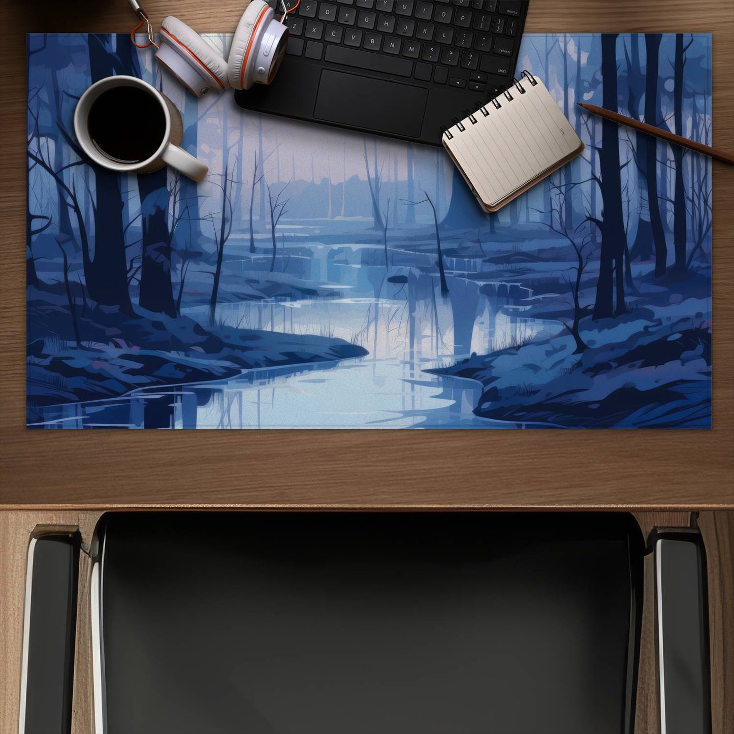 Cold and Muddy Blue Desk Mat - Stylish Home Decor Accessory