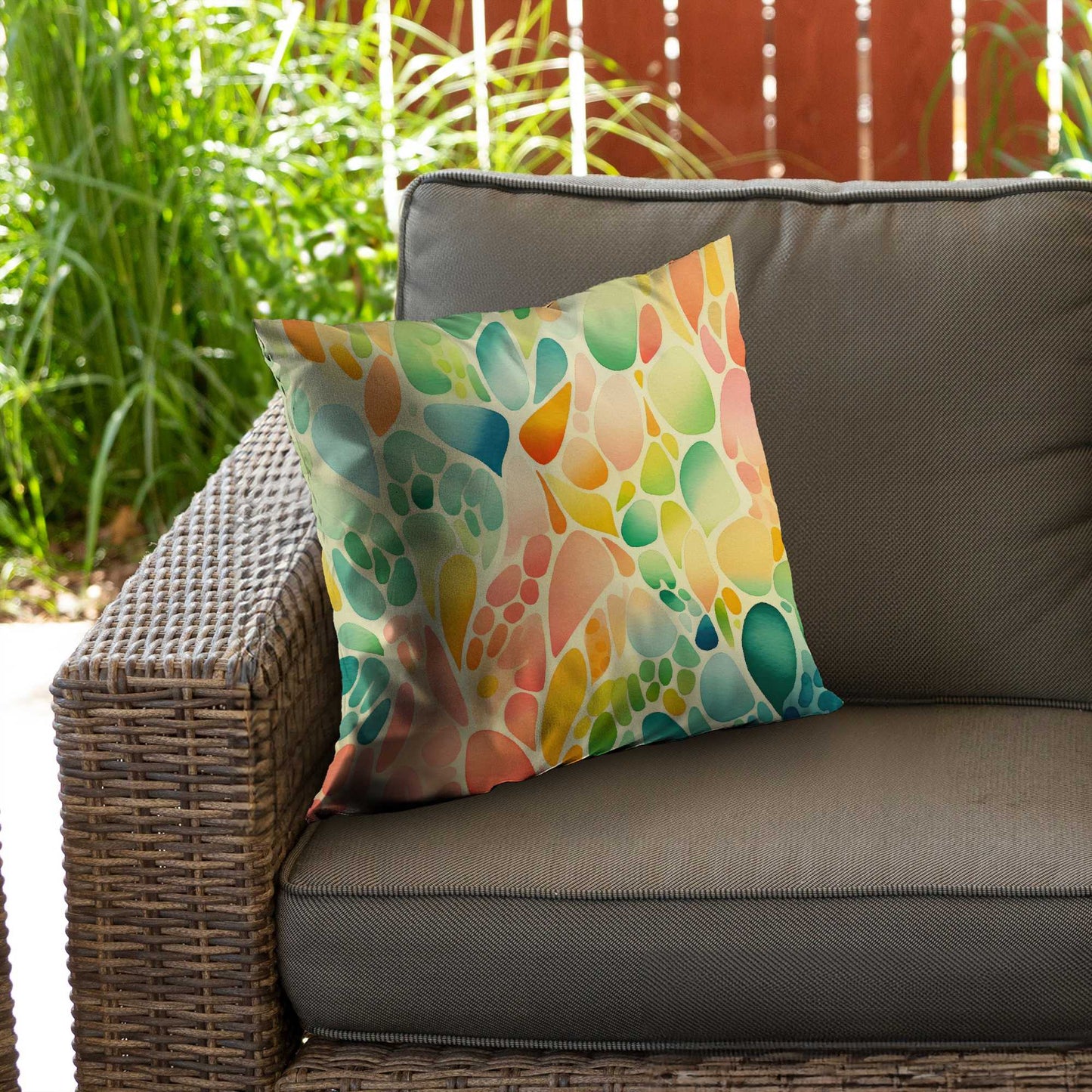 Coussin décoratif en sergé de polyester à motifs de fruits biologiques | Accessoire de décoration intérieure
