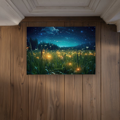 Fireflies at Night Door Mat - Black Indoor Outdoor Decor